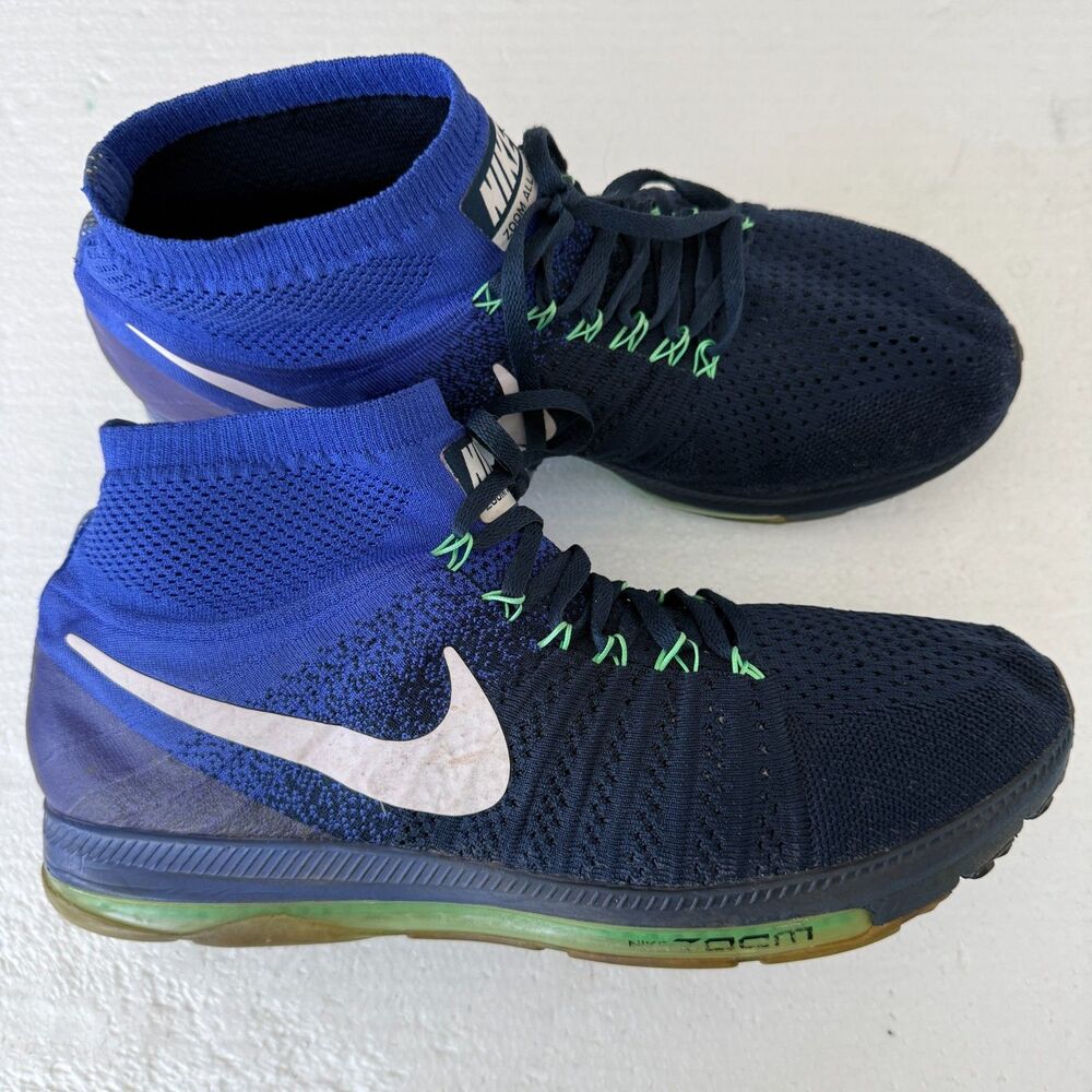 Nike Zoom All Out Flyknit Blue White Running Shoes Men's Size 12.5